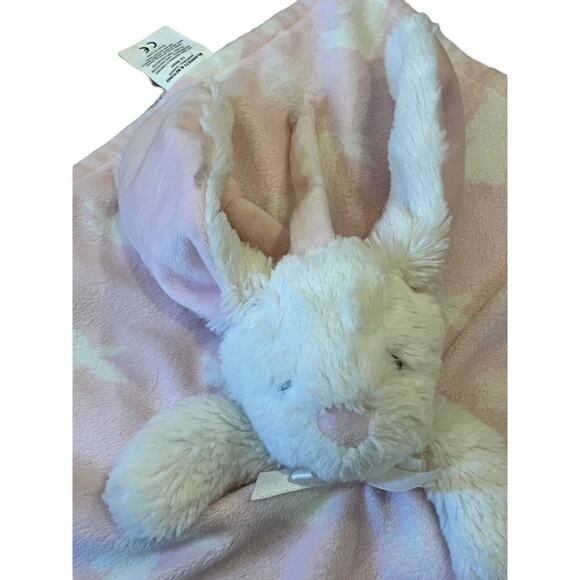 Blankets & Beyond Security Blanket Bunny Rabbit Pink & White Lovey Hook & Loop - Picture 6 of 10